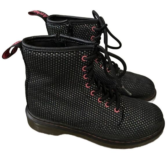 Dr. Martens Delaney Black Lace Up 90s Boots w/Metallic Rainbow Accents (Size: 5) - Picture 6 of 13